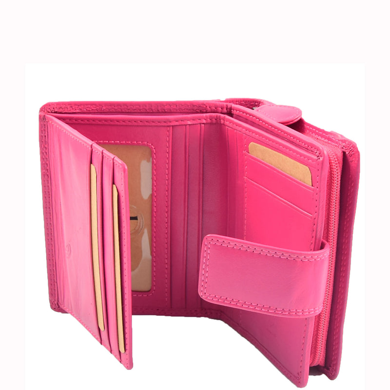 Womens Purse Real Soft Premium Leather Bi Fold HOL1132 Cerise 4