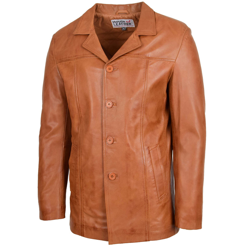 Mens Leather Classic Reefer Jacket Thrill Tan 3