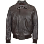 Mens Leather Bomber Pilot Jacket Removable Collar Leroy Brown 3