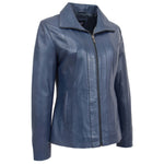 Womens Classic Zip Fastening Leather Jacket Julia Blue 3