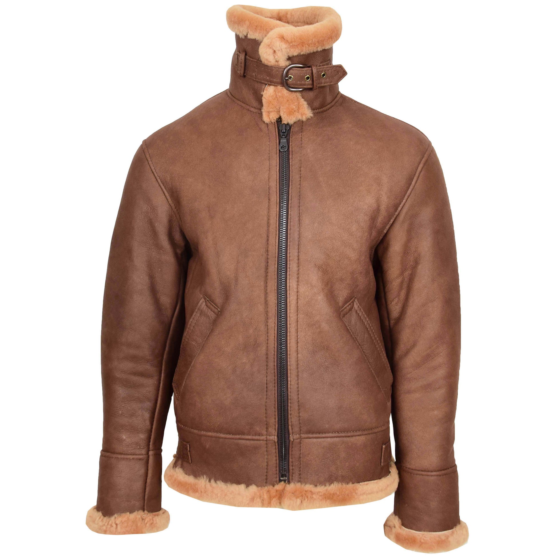 Mens B3 Sheepskin Vintage Flying Jacket Felix Tan 2