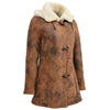 Womens Sheepskin Duffle Coat Mid Length Ellen Vintage Brown 3