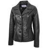Womens Classic Three Button Leather Blazer Ruth Black 2