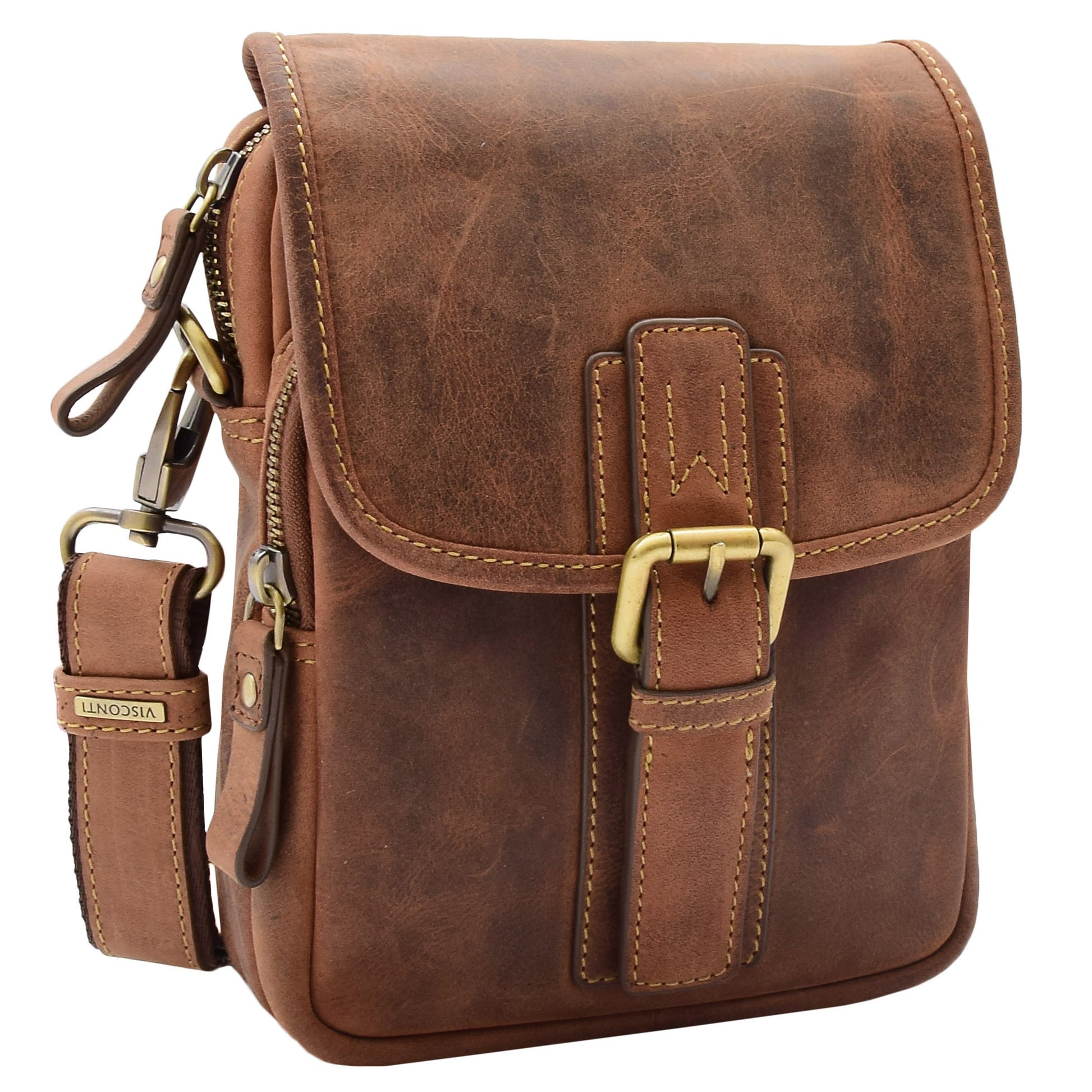 Mens Trendy Smart Crossbody Bag Genuine Leather Messenger Lucas Tan 5