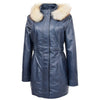 Womens Detachable Hoodie Leather Coat Kathy Blue 2