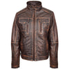 Mens Leather Urban Biker Style Jacket Hugo Brown Vintage 2