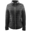 Womens Leather Puffer Coat Detachable Hooded Lucy Black 2