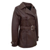 Womens Leather Double Breasted Trench Coat Sienna Brown 4