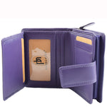 Womens Purse Real Soft Premium Leather Bi Fold HOL1132 Purple 4