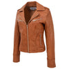 Womens Leather Fitted Biker Style Jacket Kim Tan 3