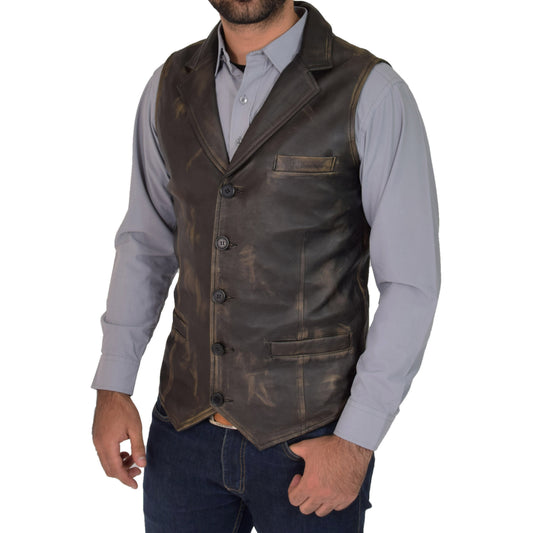 mens two tone leather waistcoats