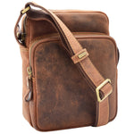 Mens Small Smart Crossbody Bag Organiser Genuine Leather Multi Pockets Riga 4