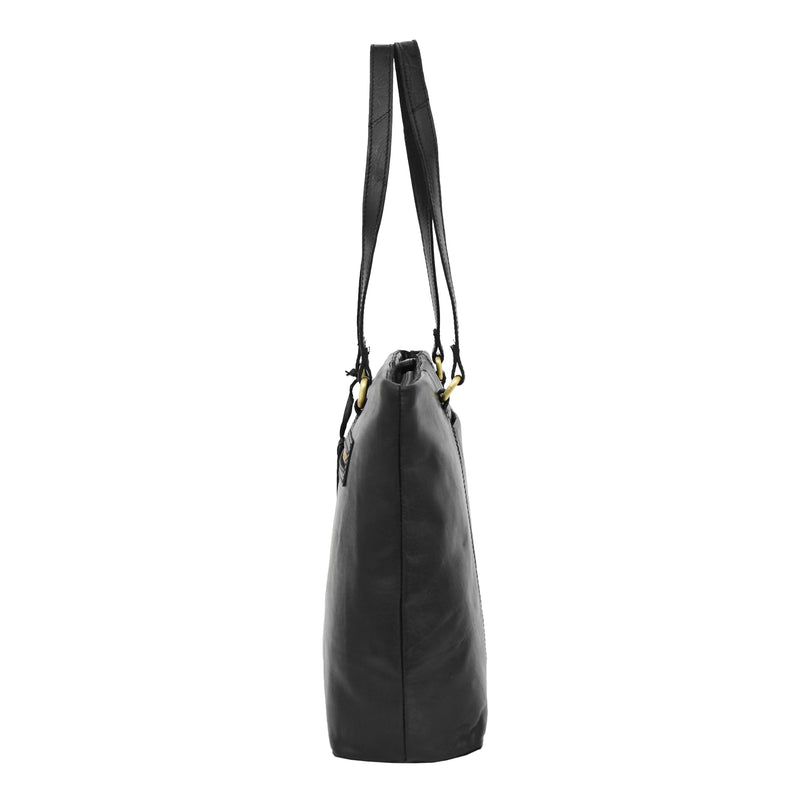 Womens Leather Classic Shopper Bag Sadie Black 3