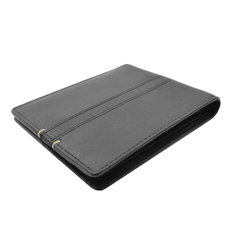 Mens Leather Slim Bifold Wallet HOL802 Black 3