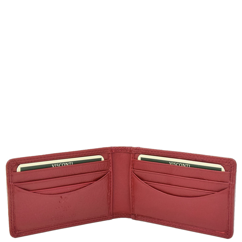 Slim Fold Leather Card Wallet Madrid Red 3