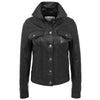 Womens Soft Leather Trucker Style Jacket Alma Black 3