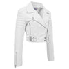 Womens Leather Cropped Biker Style Jacket Demi White 3