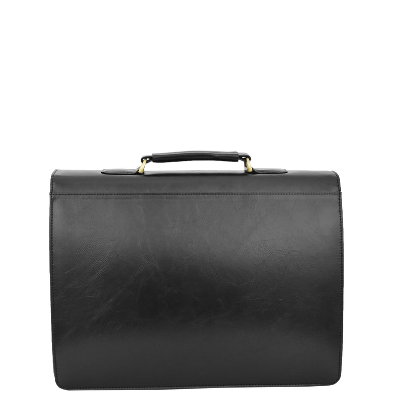 Mens Faux Leather Flap Over Briefcase Windsor Black 1