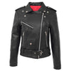 Womens Leather Biker Brando Style Jacket Holly Black 2