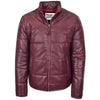Mens Leather Hooded Puffer Jacket Rory Burgundy 2