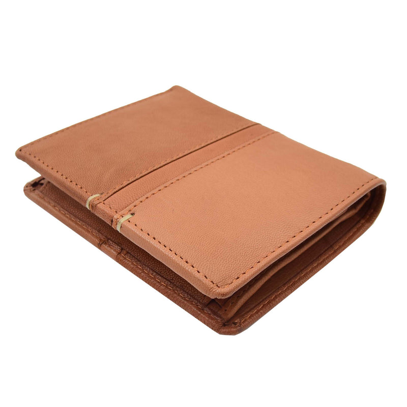 Mens Real Leather Small Bifold Wallet HOL800 Cognac 2