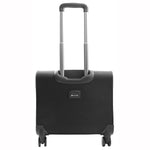 Made from durable polyester/Polyimide and complete with high quality zip pullers. It features a top carry handle, self locking telescopic handle, two front pockets and TSA approved integrated combination lock. Inside there are one packing straps and open compartments, one of the compartments is padded and suitable for a laptop. 4
