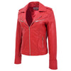 Womens Leather Fitted Biker Style Jacket Kim Red 3