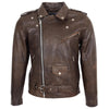 Mens Heavy Duty Leather Biker Brando Jacket Kyle Antique Brown 2