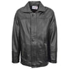 Mens Leather Classic Coat Detachable Collar Roman Black 2