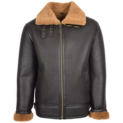 Mens Top Gun Style Sheepskin Jacket Oscar Brown Ginger 2