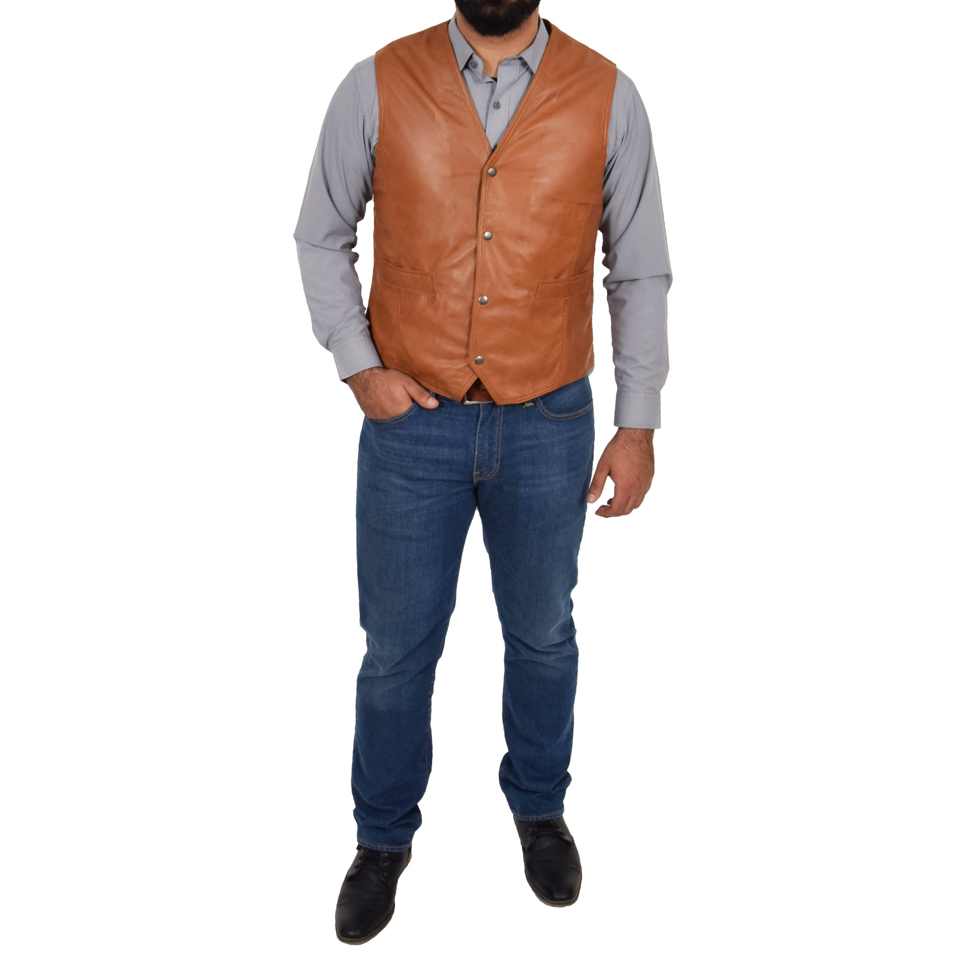 waist length leather waist coat