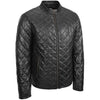 Mens Leather Quilted Anorak Style Jacket Jeff Black 3