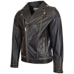 Mens Leather Biker Brando Design Jacket Sean Vintage Black 3