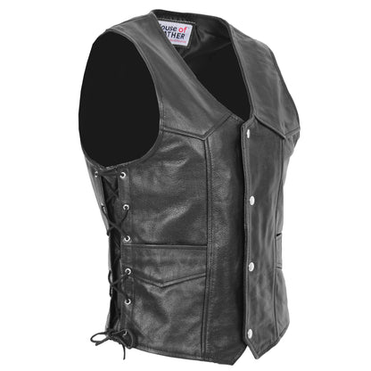 Mens Real Leather Gilet with Side Tassel Feature Jax Black 2