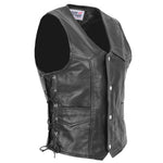 Mens Real Leather Gilet with Side Tassel Feature Jax Black 2