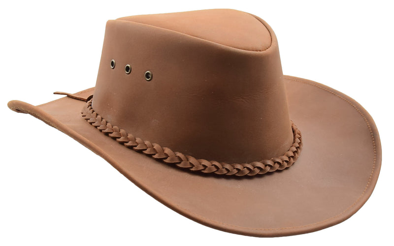 Real Leather Cowboy Australian Bush Hat HL005 Tan 4