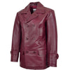 Mens Double Breasted Leather Peacoat Salcombe Burgundy 4