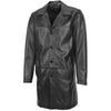 Mens Leather 3/4 Length Crombie Coat Jimmy Black 2