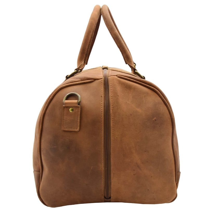 Genuine Leather Holdall Weekend Multi Use Duffle Bag ADEL Tan
