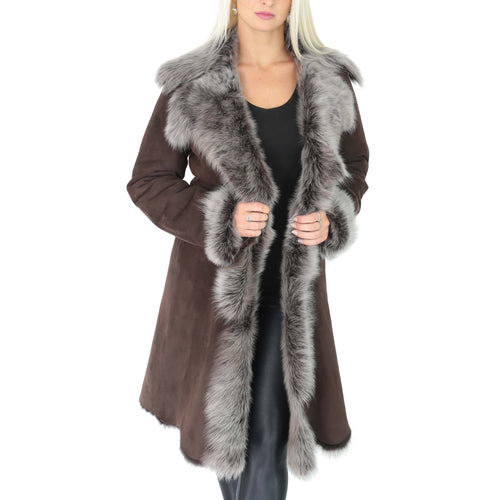 ladies brown sheepskin coat