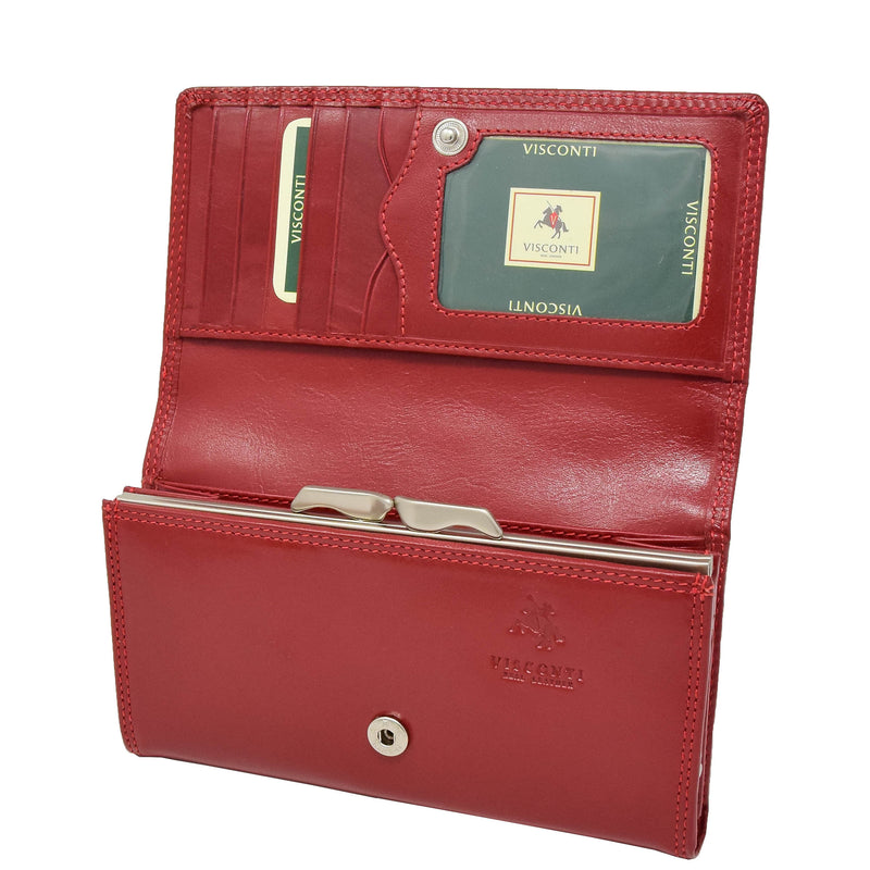 Womens Envelope Style Leather Purse Mary Red 4