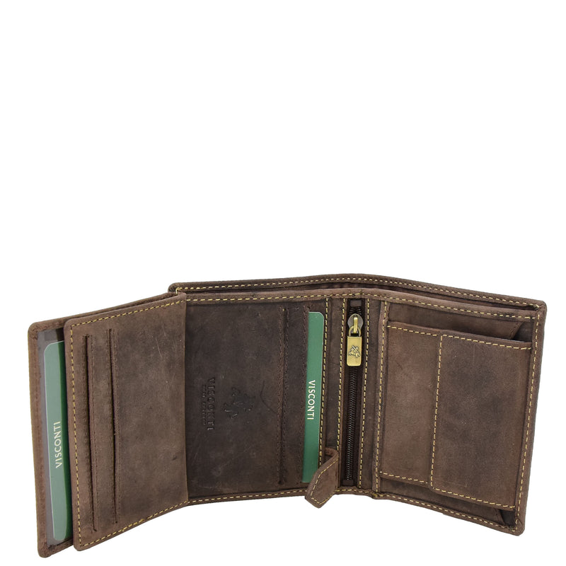 Mens Bifold Vintage Leather Wallet Vienna Brown 5