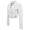 Womens Leather Cropped Biker Style Jacket Demi White 4