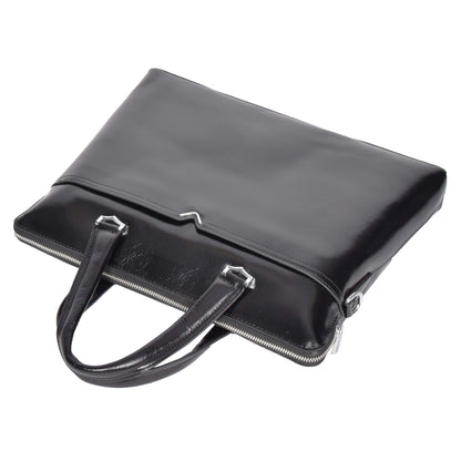 twin grab handle leather bag