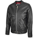 Mens Leather Casual Biker Fashion Jacket Andy Black 3