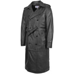 Mens Leather 3/4 Length Double Breasted Coat Travis Black 3
