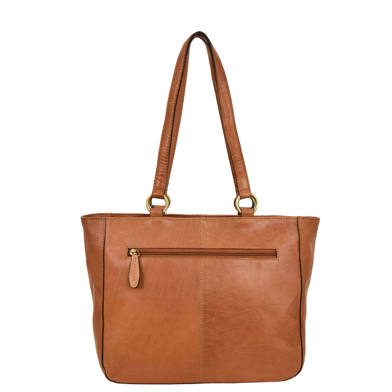 Womens Leather Classic Shopper Fashion Bag Sadie Tan back