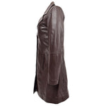 Womens 3/4 Length Soft Leather Classic Coat Macey Brown 4