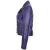 Womens Real Leather Biker Cross Zip Fashion Jacket Remi Purple 4