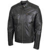 Mens Casual Soft Leather Biker Jacket Nelson Black 4